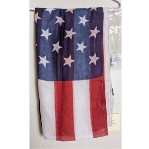 NEW Riah Fashion American Flag Ruana Wrap Lightweight Patriotic Red White Blue